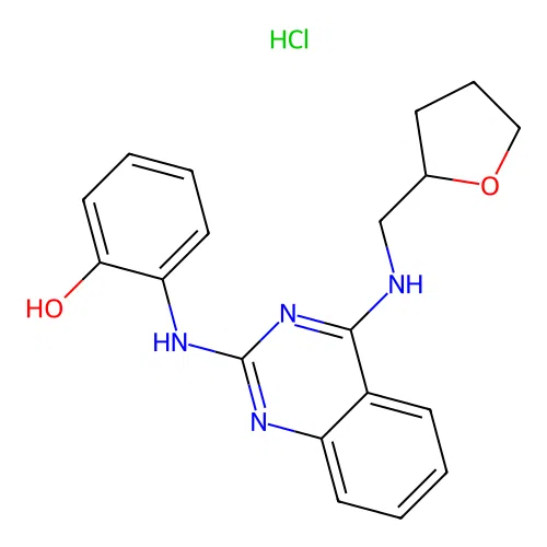 2-[(4-{[(oxolan-2-yl)methyl]amino}quinazolin-2-yl)amino]phenol hydrochloride structure