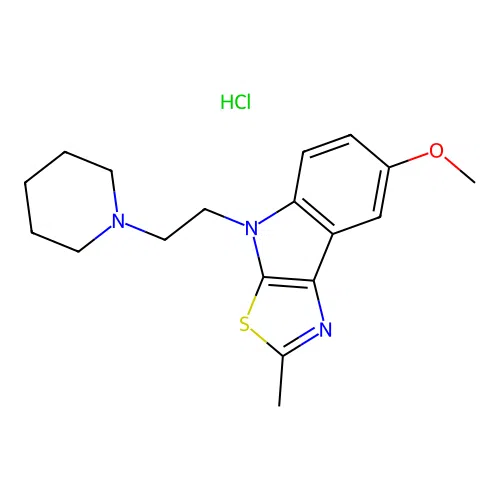 7-methoxy-2-methyl-4-(2-(piperidin-1-yl)ethyl)-4H-thiazolo[5,4-b]indole hydrochloride structure