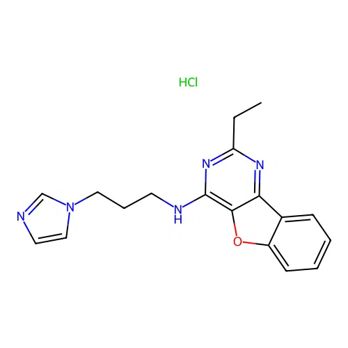 2-ethyl-N-(3-imidazol-1-ylpropyl)-[1]benzofuro[3,2-d]pyrimidin-4-amine hydrochloride structure