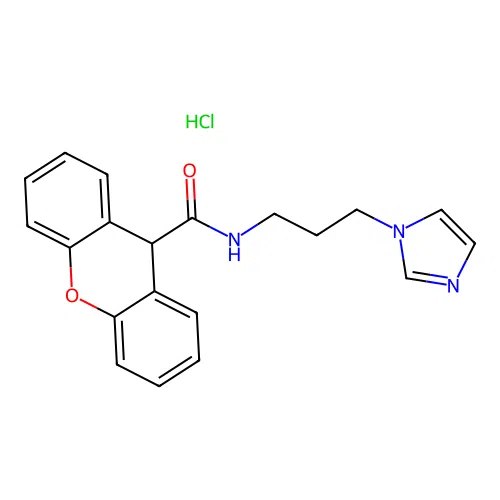 N-(3-(1H-imidazol-1-yl)propyl)-9H-xanthene-9-carboxamide hydrochloride structure