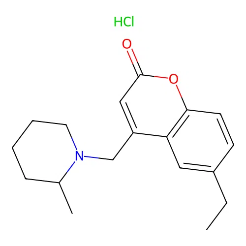 6-ethyl-4-((2-methylpiperidin-1-yl)methyl)-2H-chromen-2-one hydrochloride structure