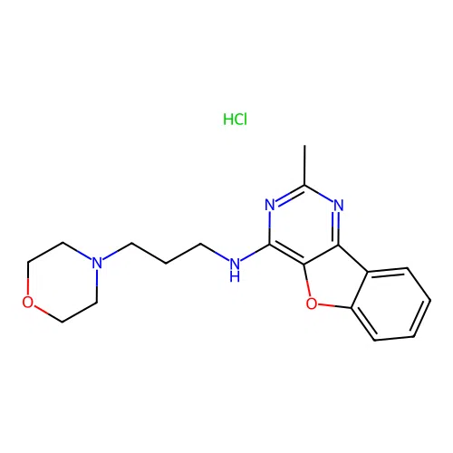 2-methyl-N-(3-morpholinopropyl)benzofuro[3,2-d]pyrimidin-4-amine hydrochloride structure