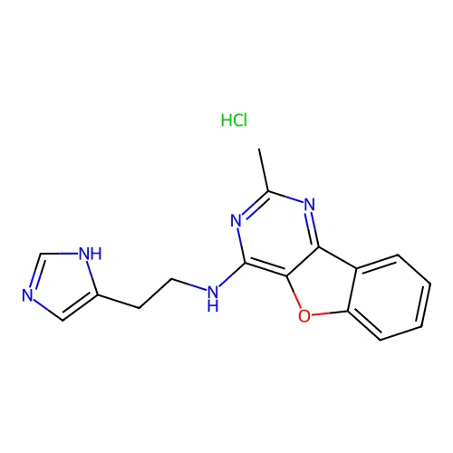 N-(2-(1H-imidazol-4-yl)ethyl)-2-methylbenzofuro[3,2-d]pyrimidin-4-amine hydrochloride structure