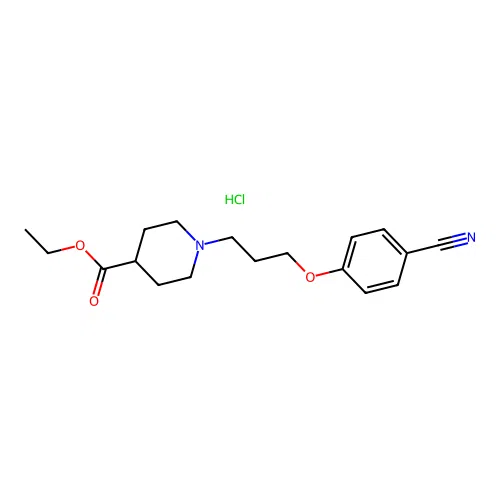 Ethyl 1-[3-(4-cyanophenoxy)propyl]piperidine-4-carboxylate;hydrochloride structure