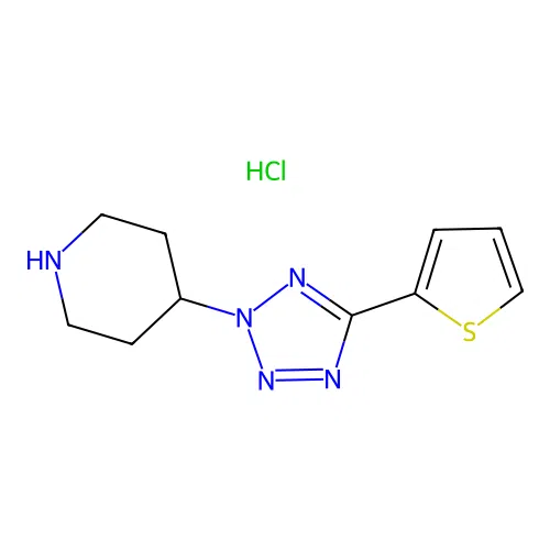 4-[5-(2-thienyl)-2H-tetrazol-2-yl]piperidine hydrochloride structure