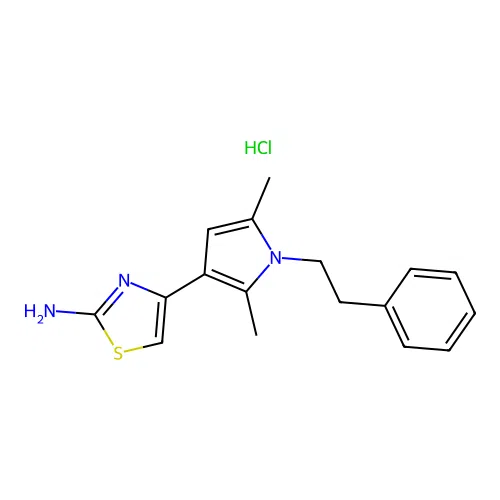 4-[2,5-dimethyl-1-(2-phenylethyl)-1H-pyrrol-3-yl]-1,3-thiazol-2-amine hydrochloride structure