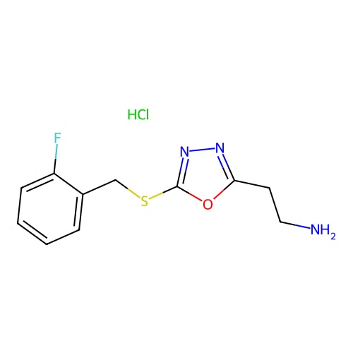 2-(5-((2-Fluorobenzyl)thio)-1,3,4-oxadiazol-2-yl)ethanamine hydrochloride structure