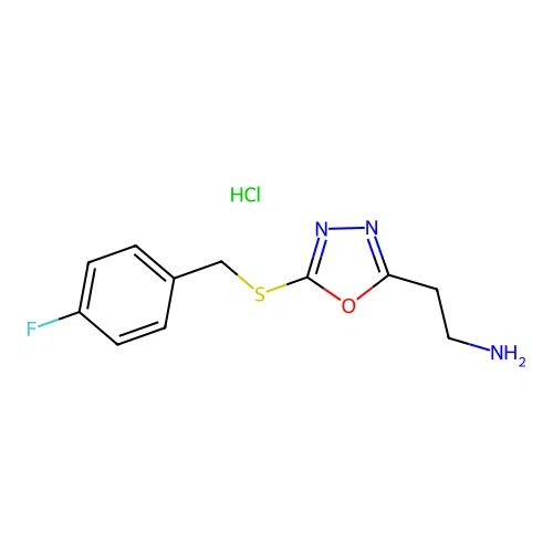 2-{5-[(4-Fluorophenyl)methylthio]-1,3,4-oxadiazol-2-yl}ethylamine, chloride structure