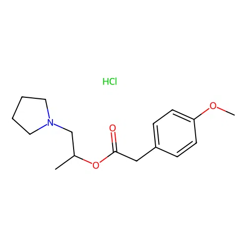 1-(Pyrrolidin-1-YL)propan-2-YL 2-(4-methoxyphenyl)acetate hydrochloride structure