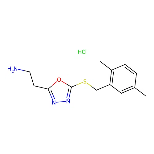 2-(5-((2,5-Dimethylbenzyl)thio)-1,3,4-oxadiazol-2-yl)ethanamine hydrochloride structure