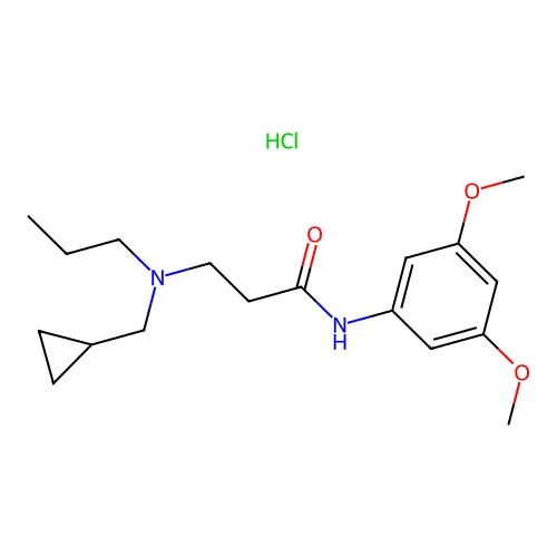 3-((cyclopropylmethyl)(propyl)amino)-N-(3,5-dimethoxyphenyl)propanamide hydrochloride structure