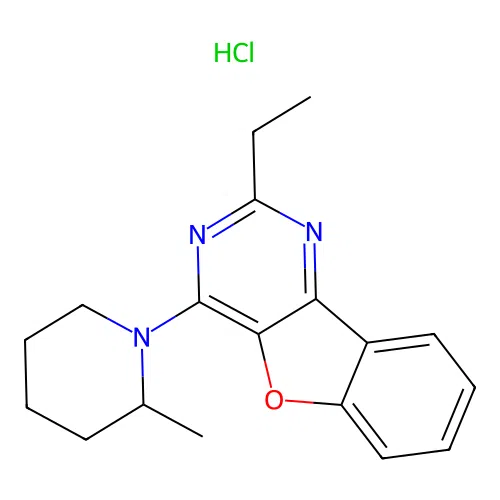 2-Ethyl-4-(2-methylpiperidin-1-yl)benzofuro[3,2-d]pyrimidine hydrochloride structure