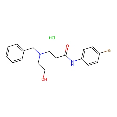 3-(benzyl(2-hydroxyethyl)amino)-N-(4-bromophenyl)propanamide hydrochloride structure
