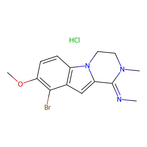 (Z)-N-(9-bromo-8-methoxy-2-methyl-3,4-dihydropyrazino[1,2-a]indol-1(2H)-ylidene)methanamine hydrochloride structure