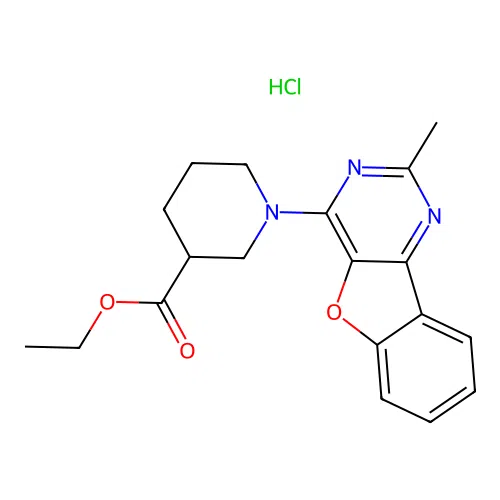 ethyl 1-(2-methylbenzofuro[3,2-d]pyrimidin-4-yl)piperidine-3-carboxylate hydrochloride structure