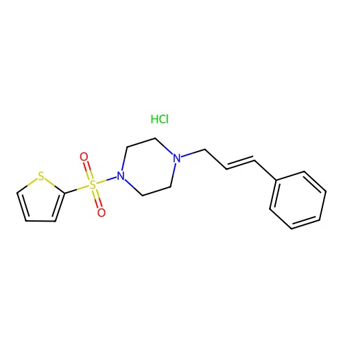 1-Cinnamyl-4-(thiophen-2-ylsulfonyl)piperazine hydrochloride structure