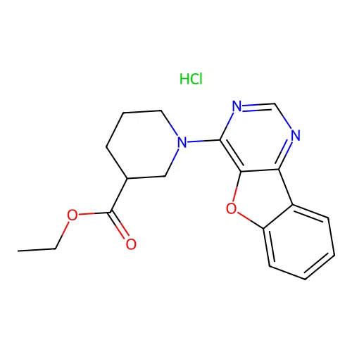 Ethyl 1-(benzofuro[3,2-d]pyrimidin-4-yl)piperidine-3-carboxylate hydrochloride structure