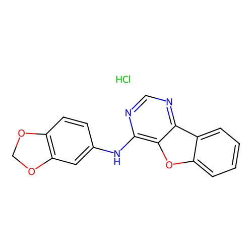 N-(benzo[d][1,3]dioxol-5-yl)benzofuro[3,2-d]pyrimidin-4-amine hydrochloride structure