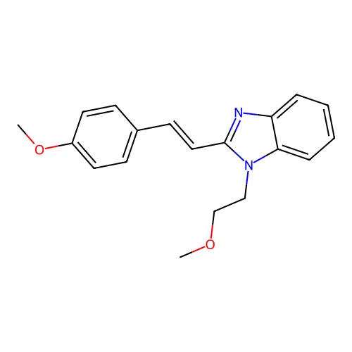 1-{(1E)-2-[1-(2-methoxyethyl)benzimidazol-2-yl]vinyl}-4-methoxybenzene structure