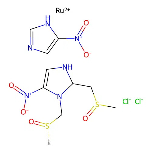 Ruthenium chloride-dmso(2)-4-nitroimidazole(2) structure