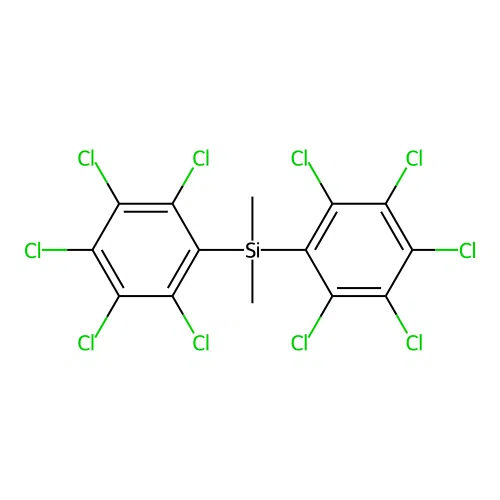 Dimethyl[bis(2,3,4,5,6-pentachlorophenyl)]silane structure