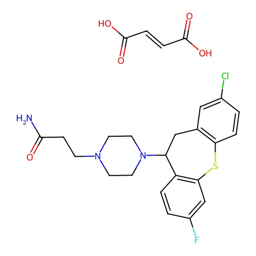 1-Piperazinepropanamide, 4-(2-chloro-10,11-dihydro-7-fluorodibenzo(b,f)thiepin-10-yl)-, (Z)-2-butenedioate (1:1) structure