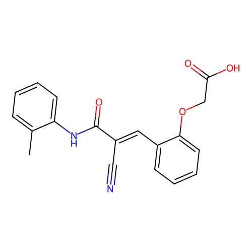 2-[2-[(E)-2-cyano-3-(2-methylanilino)-3-oxoprop-1-enyl]phenoxy]acetic acid structure