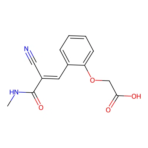 2-{2-[2-Cyano-2-(methylcarbamoyl)eth-1-en-1-yl]phenoxy}acetic acid structure