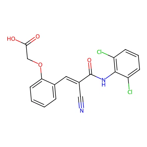 2-(2-{2-Cyano-2-[(2,6-dichlorophenyl)carbamoyl]eth-1-en-1-yl}phenoxy)acetic acid structure