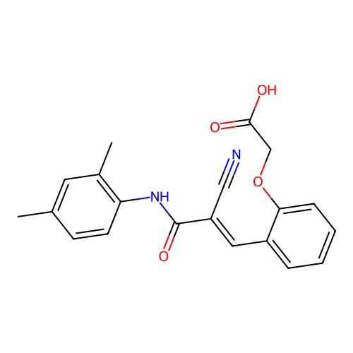 2-(2-{2-Cyano-2-[(2,4-dimethylphenyl)carbamoyl]eth-1-en-1-yl}phenoxy)acetic acid structure