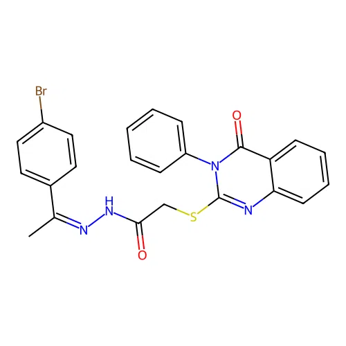 (Z)-N'-(1-(4-bromophenyl)ethylidene)-2-((4-oxo-3-phenyl-3,4-dihydroquinazolin-2-yl)thio)acetohydrazide structure