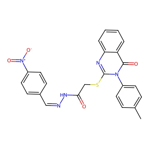(Z)-N'-(4-nitrobenzylidene)-2-((4-oxo-3-(p-tolyl)-3,4-dihydroquinazolin-2-yl)thio)acetohydrazide structure