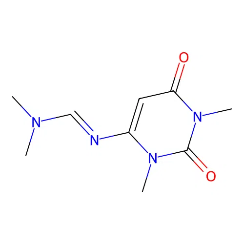 (E)-N'-(1,3-dimethyl-2,6-dioxo-1,2,3,6-tetrahydropyrimidin-4-yl)-N,N-dimethylmethanimidamide structure