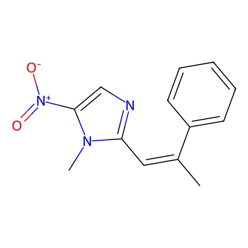 1-Methyl-5-nitro-2-(2-phenyl-1-propenyl)-1H-imidazole structure