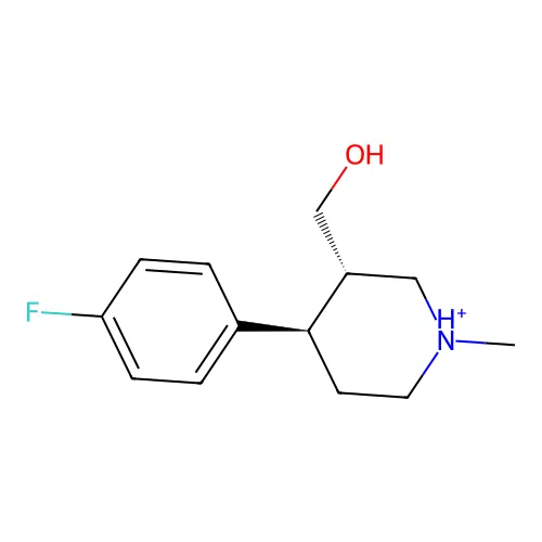 [(3S,4R)-4-(4-fluorophenyl)-1-methylpiperidin-1-ium-3-yl]methanol structure