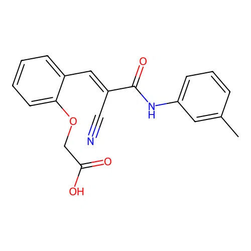 2-(2-{2-Cyano-2-[(3-methylphenyl)carbamoyl]eth-1-en-1-yl}phenoxy)acetic acid structure