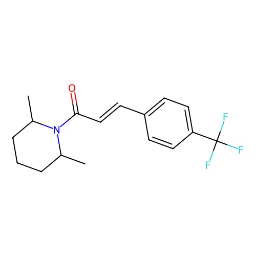 Piperidine, 2,6-dimethyl-1-(1-oxo-3-(4-(trifluoromethyl)phenyl)-2-propenyl)- structure