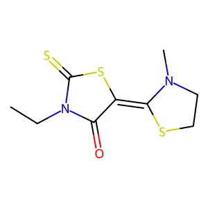 4-Thiazolidinone, 3-ethyl-5-(3-methyl-2-thiazolidinylidene)-2-thioxo- structure