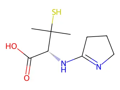 Butanoic acid, 2-((3,4-dihydro-2H-pyrrol-5-yl)amino)-3-mercapto-3-methyl- structure