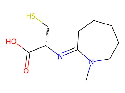 N-(Hexahydro-1-methyl-2H-azepin-2-ylidene)-L-cysteine structure