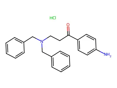 1-Propanone, 1-(4-aminophenyl)-3-(bis(phenylmethyl)amino)-, monohydrochloride structure