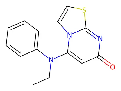 7H-Thiazolo(3,2-a)pyrimidin-7-one, 5-(N-ethylanilino)- structure
