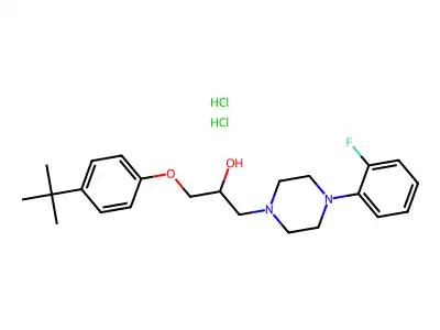1-(4-tert-butylphenoxy)-3-[4-(2-fluorophenyl)piperazin-1-yl]propan-2-ol dihydrochloride structure