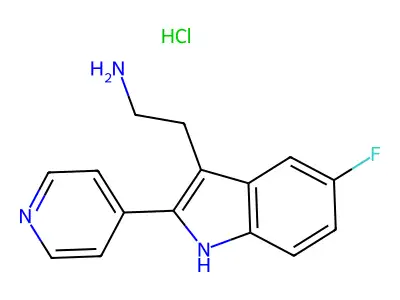2-(5-Fluoro-2-(pyridin-4-yl)-1H-indol-3-yl)ethanamine hydrochloride structure