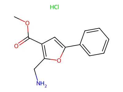 2-Aminomethyl-5-phenylfuran-3-carboxylic acid methyl ester hydrochloride structure