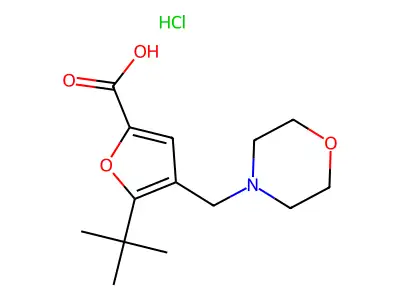 5-Tert-butyl-4-morpholin-4-ylmethyl-furan-2-carboxylic acid hydrochloride structure