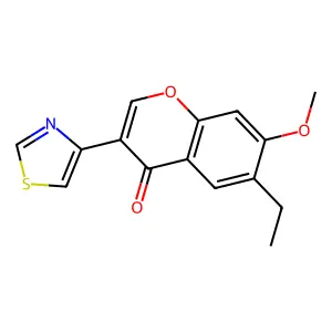 4H-1-Benzopyran-4-one, 6-ethyl-7-methoxy-3-(4-thiazolyl)- structure