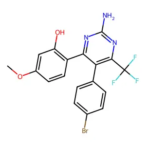 2-[2-Amino-5-(4-bromophenyl)-6-(trifluoromethyl)pyrimidin-4-yl]-5-methoxyphenol structure