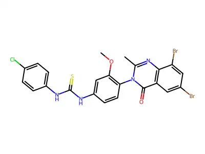 Thiourea, N-(4-chlorophenyl)-N'-(4-(6,8-dibromo-2-methyl-4-oxo-3(4H)-quinazolinyl)-3-methoxyphenyl)- structure