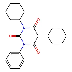 1,5-Dicyclohexyl-3-phenyl-1,3-diazinane-2,4,6-trione structure